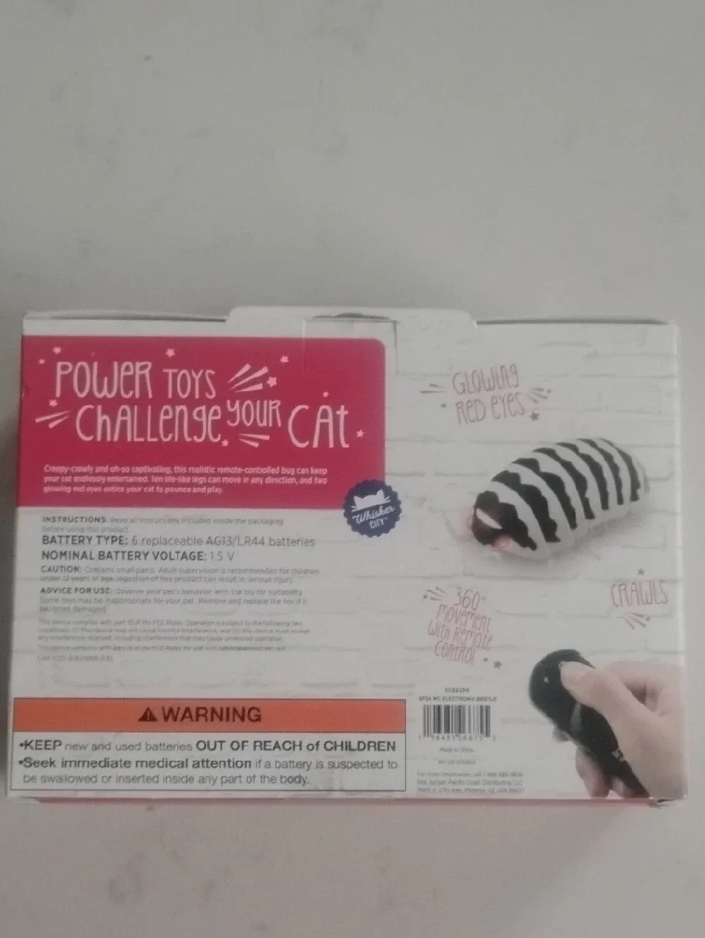 Light-Up Doodlebug Remote Cat Toy by Whisker City — Black & White